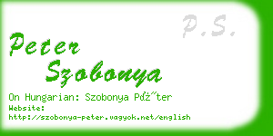 peter szobonya business card